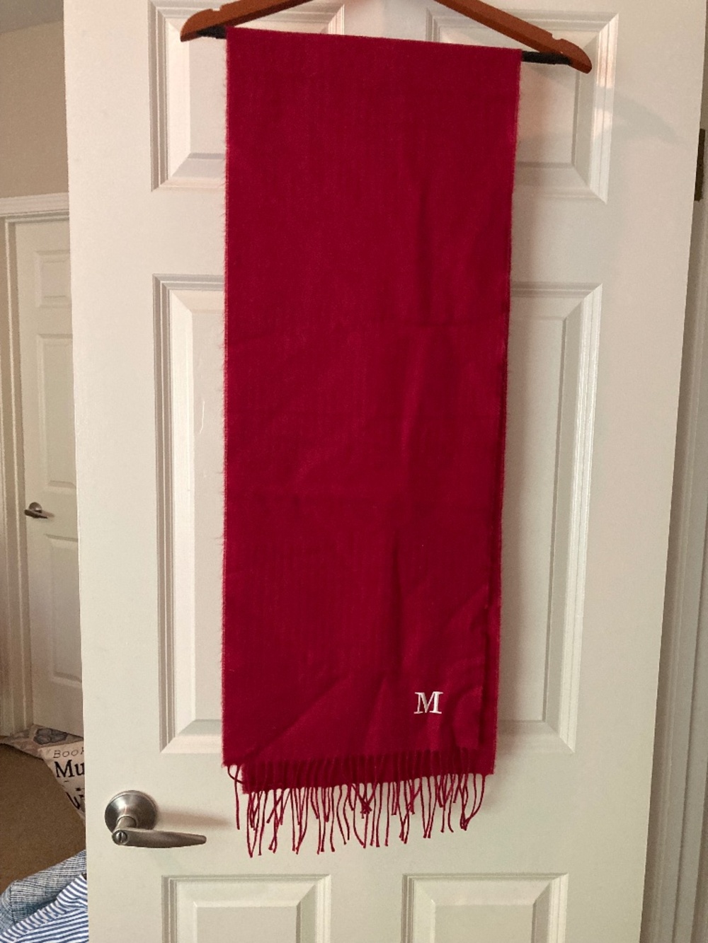 Monogram; Red Cashmere Scarf